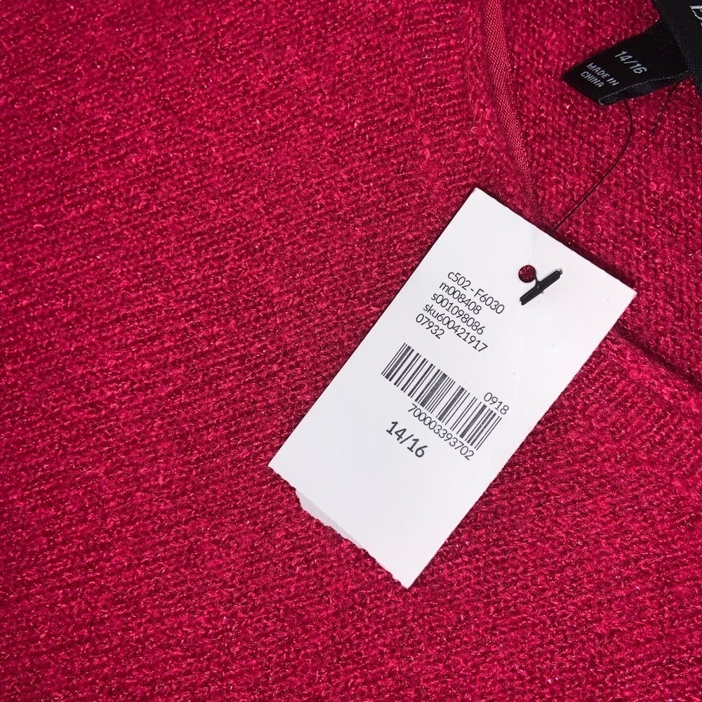 Lane Bryant Fuchsia Pink Lattice Cut Out Long Sleeve Shimmer Sweater NWT - Picture 4 of 15